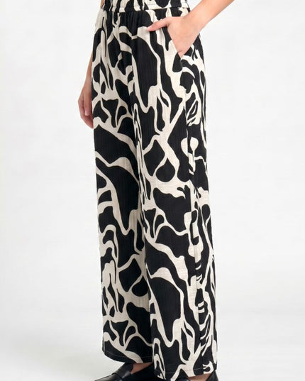 LELIS-17 Printed Wide Leg Pants – Lightweight Comfort Fit