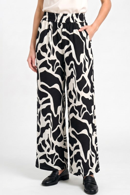 LELIS-17 Printed Wide Leg Pants – Lightweight Comfort Fit