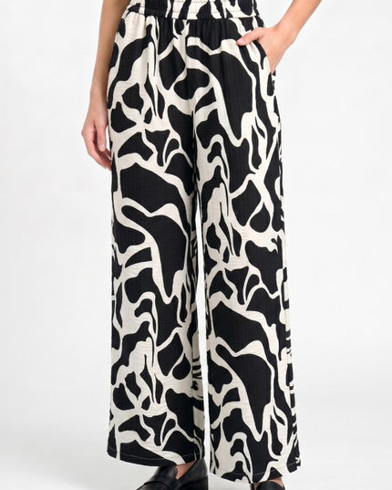 LELIS-17 Printed Wide Leg Pants – Lightweight Comfort Fit