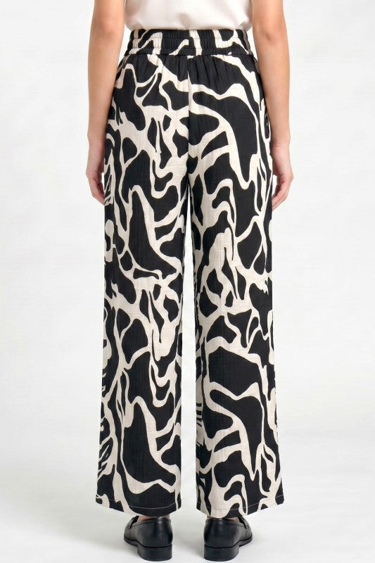 LELIS-17 Printed Wide Leg Pants – Lightweight Comfort Fit