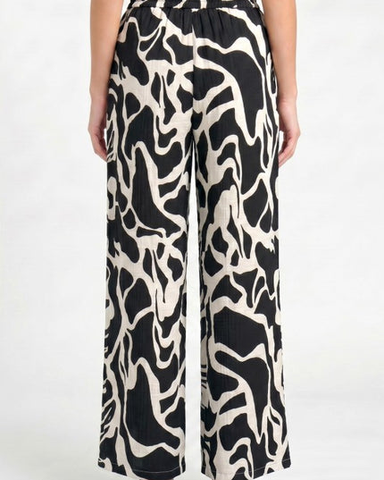 LELIS-17 Printed Wide Leg Pants – Lightweight Comfort Fit