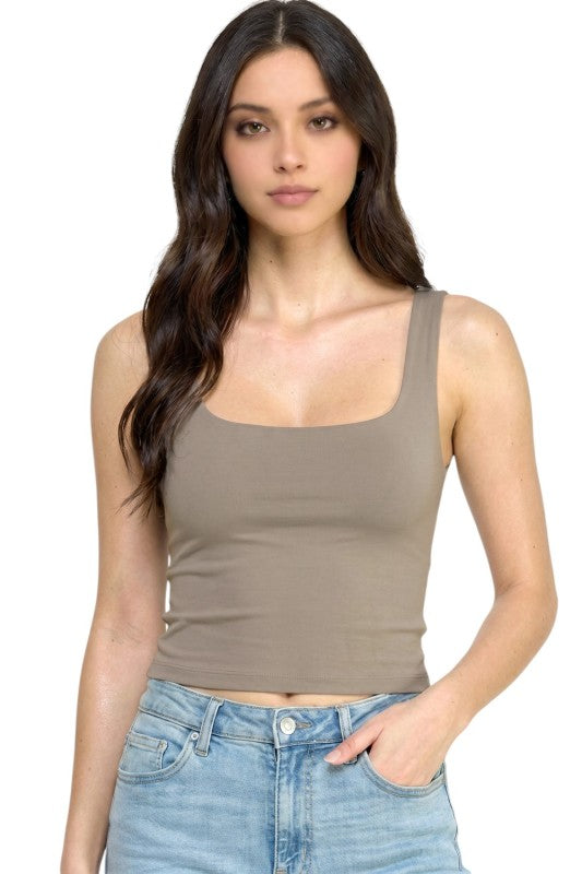 DLT80 Double Layered Crop Tank – Stretch Sculpt Fit