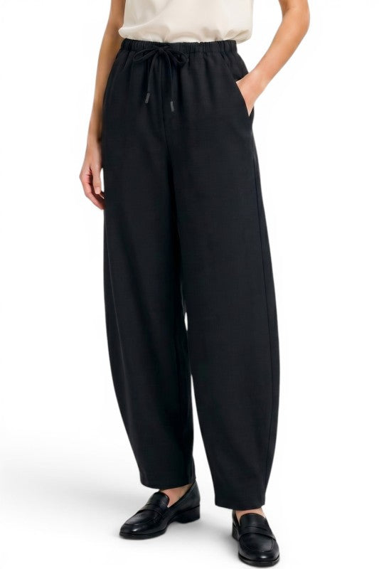 BRL04 Linen-Inspired Drawstring Barrel Pants – Relaxed Fit