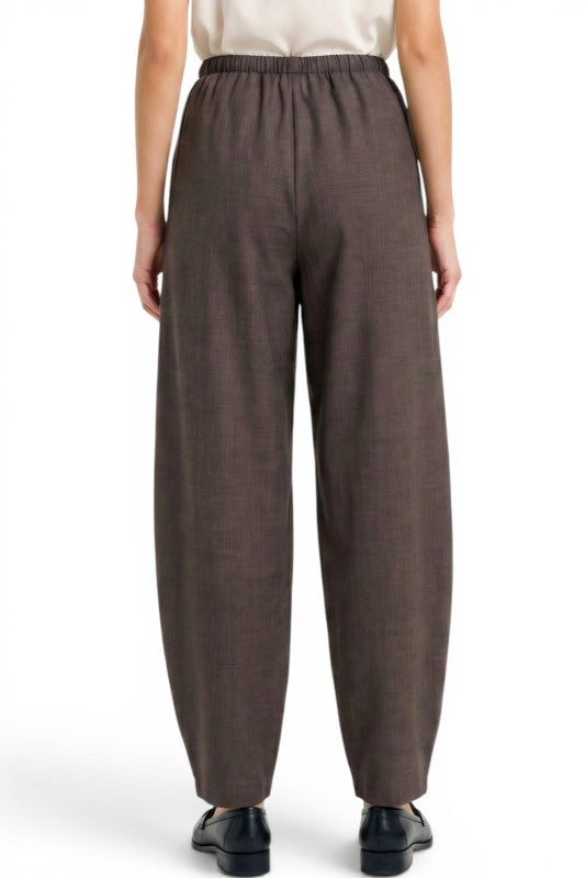 BRL04 Linen-Inspired Drawstring Barrel Pants – Relaxed Fit