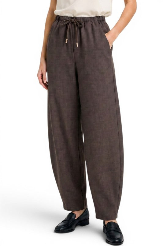BRL04 Linen-Inspired Drawstring Barrel Pants – Relaxed Fit