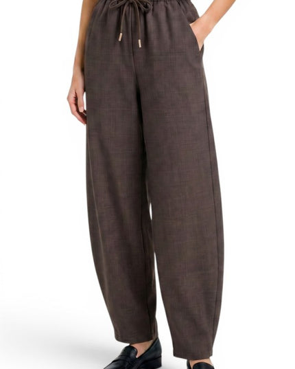 BRL04 Linen-Inspired Drawstring Barrel Pants – Relaxed Fit