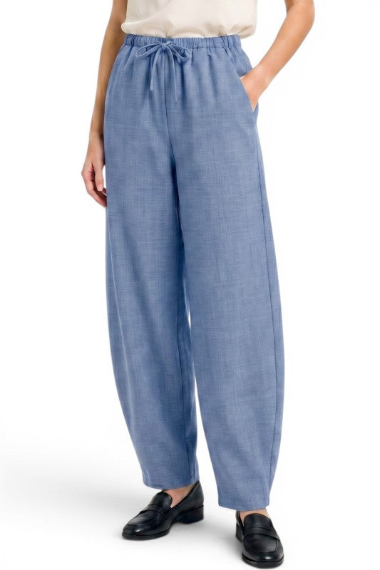 BRL04 Linen-Inspired Drawstring Barrel Pants – Relaxed Fit