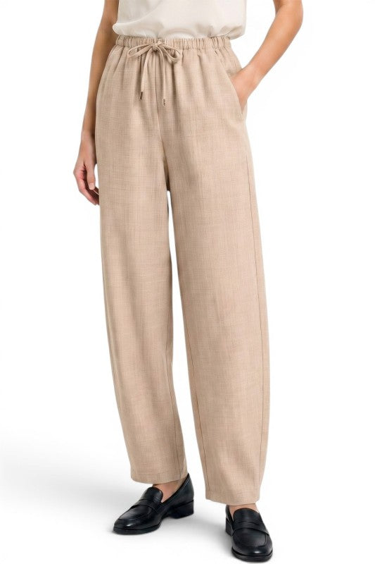 BRL04 Linen-Inspired Drawstring Barrel Pants – Relaxed Fit
