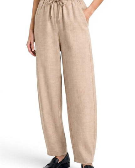 BRL04 Linen-Inspired Drawstring Barrel Pants – Relaxed Fit