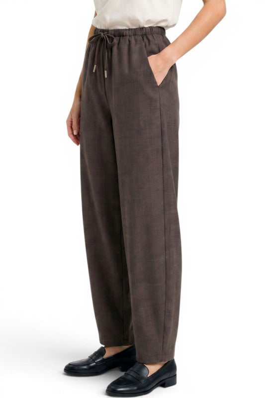 BRL04 Linen-Inspired Drawstring Barrel Pants – Relaxed Fit