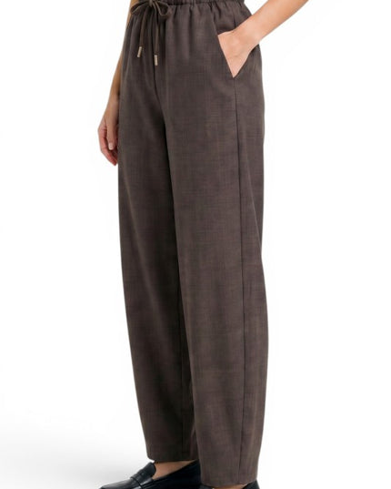 BRL04 Linen-Inspired Drawstring Barrel Pants – Relaxed Fit