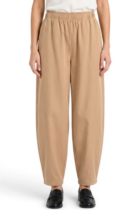 BRL02 Barrel Leg Pants with Elastic Waist – Modern Style