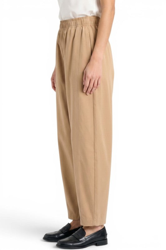 BRL02 Barrel Leg Pants with Elastic Waist – Modern Style