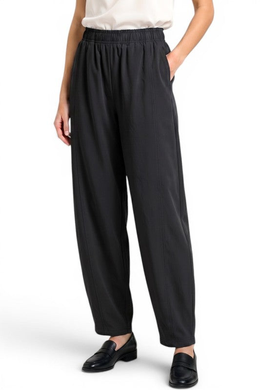BRL02 Barrel Leg Pants with Elastic Waist – Modern Style