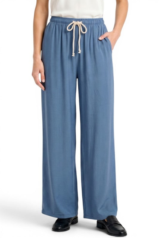PLUS TWL01X Linen Blend Straight Leg Pants