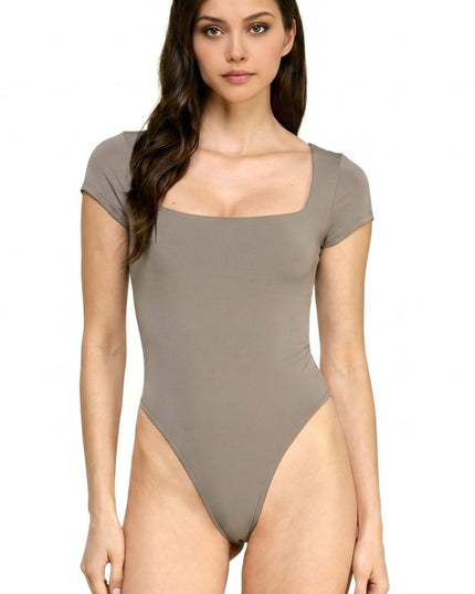BST24 Square Neck Short Sleeve Bodysuit – Fitted Stretch Top