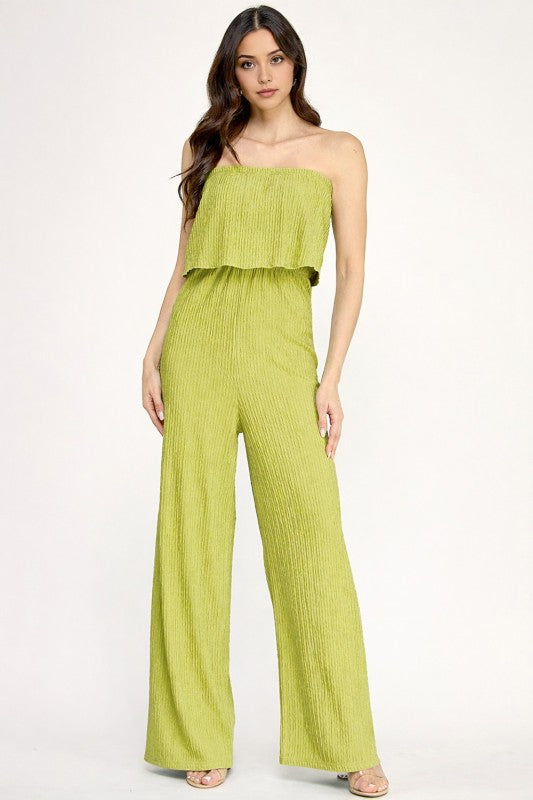 HK903 Off Shoulder Crinkle Jumpsuit – Chic Resort Look