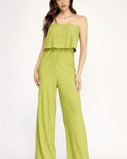 HK903 Off Shoulder Crinkle Jumpsuit – Chic Resort Look