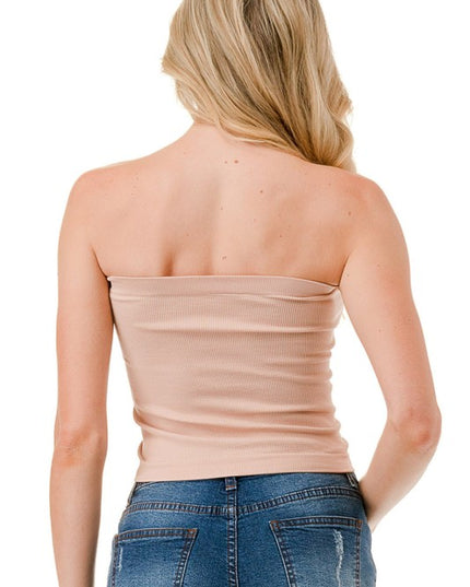 315L Ribbed Long Tube Top – Fitted Stretch Strapless Top