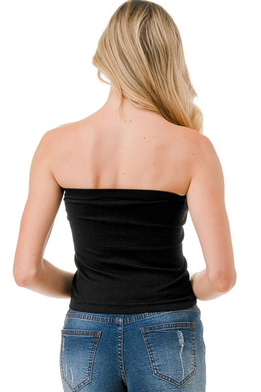 315L Ribbed Long Tube Top – Fitted Stretch Strapless Top