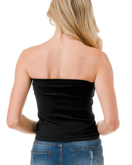315L Ribbed Long Tube Top – Fitted Stretch Strapless Top