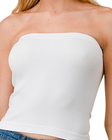 315L Ribbed Long Tube Top – Fitted Stretch Strapless Top