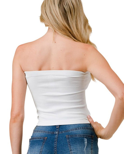 315L Ribbed Long Tube Top – Fitted Stretch Strapless Top