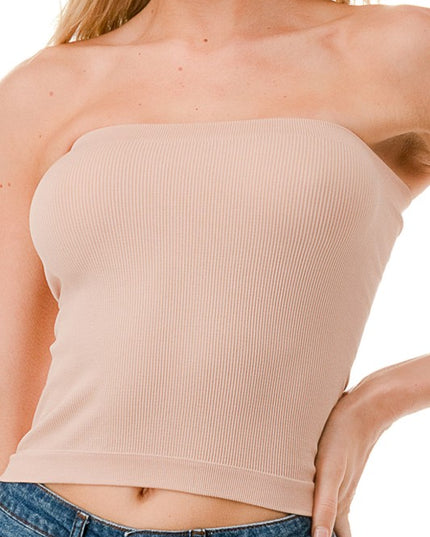 315L Ribbed Long Tube Top – Fitted Stretch Strapless Top