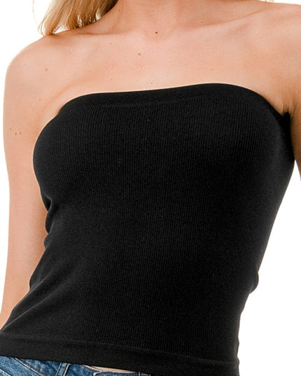 315L Ribbed Long Tube Top – Fitted Stretch Strapless Top