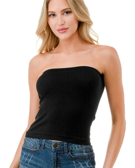 315L Ribbed Long Tube Top – Fitted Stretch Strapless Top