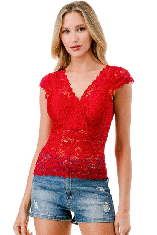 LB47 Lace Surplice Top – Elegant Everyday Style