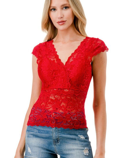 LB47 Lace Surplice Top – Elegant Everyday Style