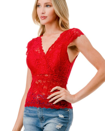 LB47 Lace Surplice Top – Elegant Everyday Style