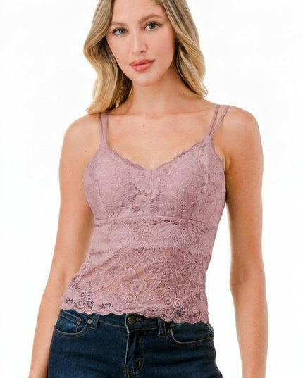 PLUS LB-11L Floral Lace Double Strap Tank Top – Feminine Fit
