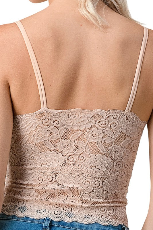 LB-11L Floral Lace Double Strap Tank Top – Feminine Fit