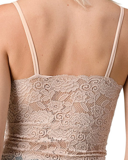 LB-11L Floral Lace Double Strap Tank Top – Feminine Fit
