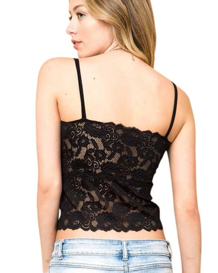 LB-11L Floral Lace Double Strap Tank Top – Feminine Fit