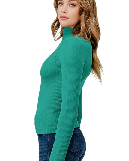 SHE05M Fleece Mock Neck Top – Cozy Everyday Fit