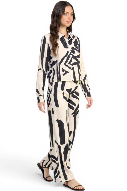 LELIS-702SET Long Sleeve Printed Two Piece Set