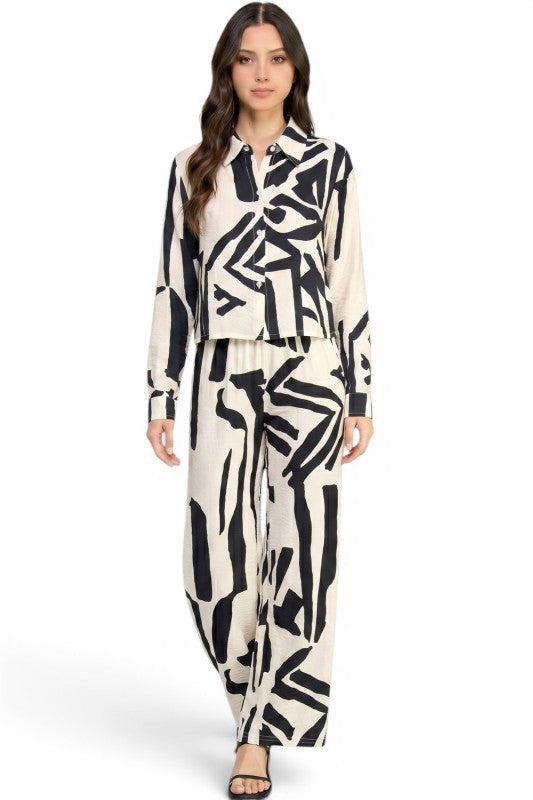 LELIS-702SET Long Sleeve Printed Two Piece Set