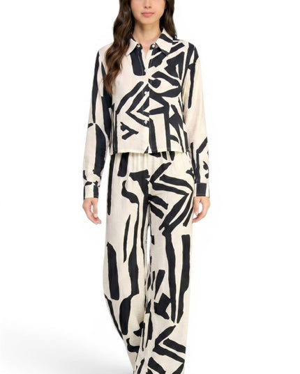 LELIS-702SET Long Sleeve Printed Two Piece Set