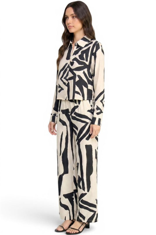 LELIS-702SET Long Sleeve Printed Two Piece Set