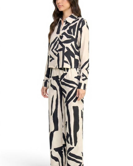 LELIS-702SET Long Sleeve Printed Two Piece Set