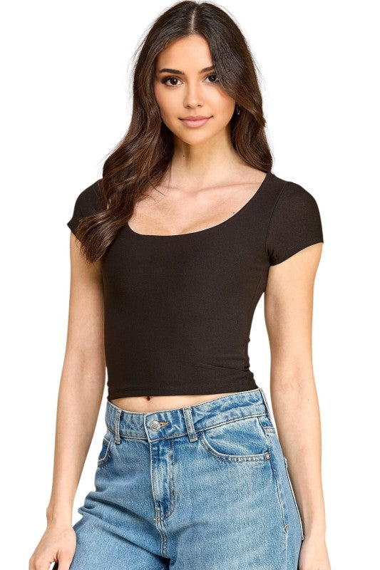 DLT18 Crepe Scoop Neck Top – Sculpt Fit Stretch Top