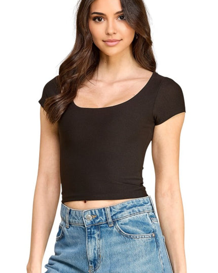 DLT18 Crepe Scoop Neck Top – Sculpt Fit Stretch Top