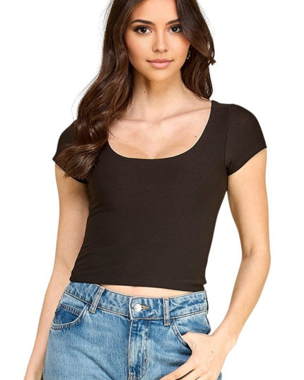 DLT18 Crepe Scoop Neck Top – Sculpt Fit Stretch Top