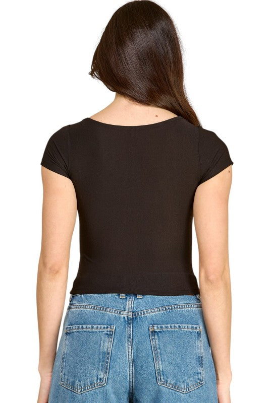 DLT18 Crepe Scoop Neck Top – Sculpt Fit Stretch Top