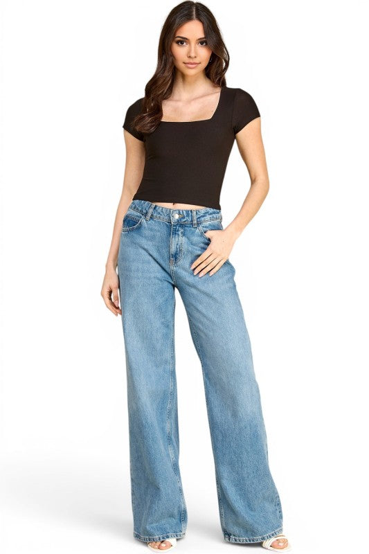 DLT19 Crepe Square Neck Top – Sculpt Fit Stretch Top