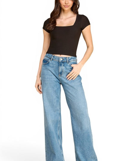 DLT19 Crepe Square Neck Top – Sculpt Fit Stretch Top