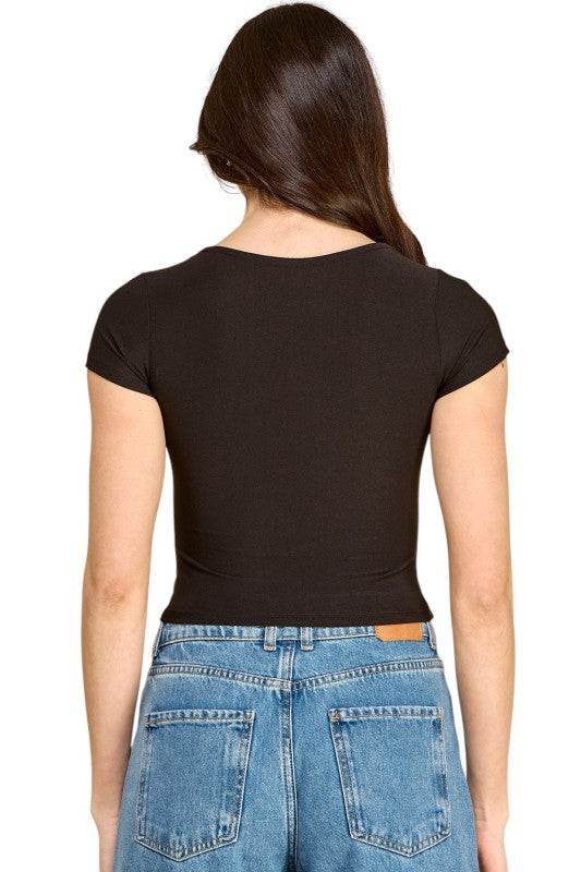 DLT19 Crepe Square Neck Top – Sculpt Fit Stretch Top